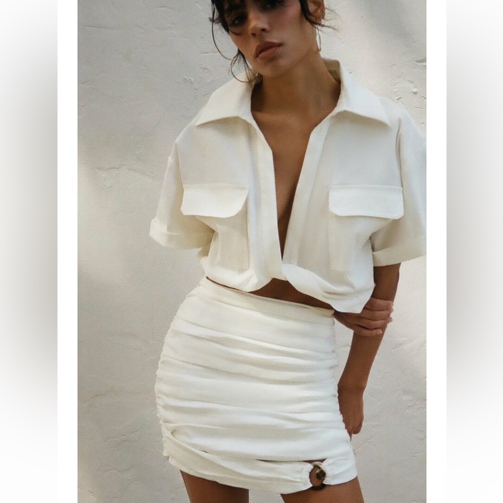 Zara Stretch linen shirt and skirt set